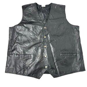 Moto Western 100% Leather Patchwork Vest EUC Vtg Size XXL